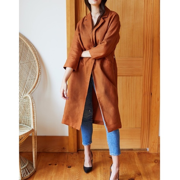 Emerson Fry Drop Shoulder Coat- Sienna Linen - Picture 2 of 4